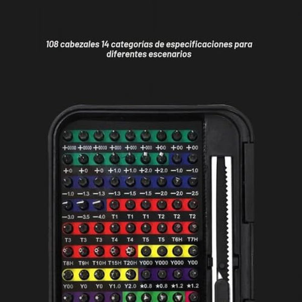 Kit de Precisión 132 en 1 Con Destornillador Magnético y Caja Multiusos