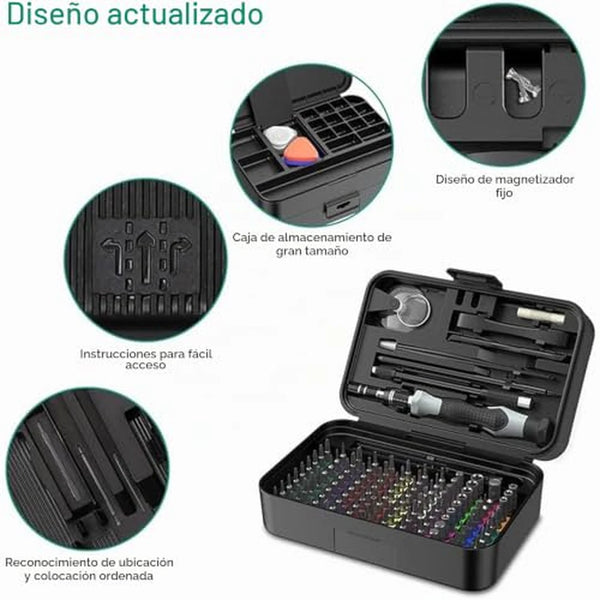 Kit de Precisión 132 en 1 Con Destornillador Magnético y Caja Multiusos