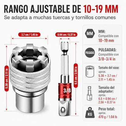 Pague 1, Lleve 2 🎁 Kit Copa De Agarre Universal Ajustable Con Adaptador ⅜