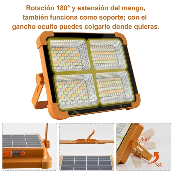 Lámpara LED Solar de Trabajo 10000 Lúmenes 16500mAh con Control Remoto