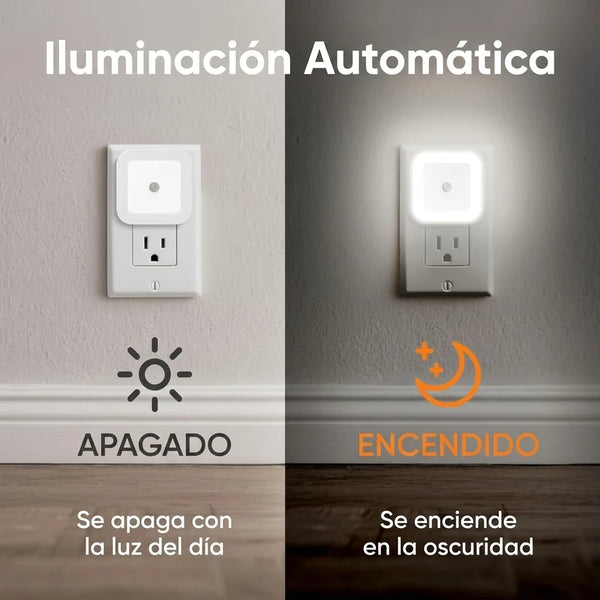 Luz Nocturna LED Inteligente Con Sensor Automático Anochecer a Amanecer Pack x6