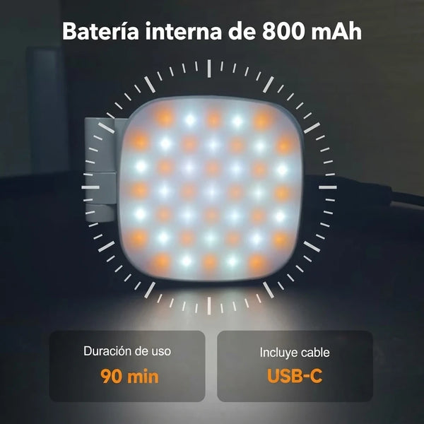 Luz Selfie Magnética Con Espejo HD y 3 Modos de Color Para Fotos y Videollamadas