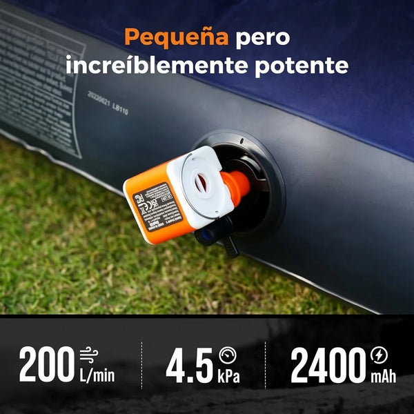 Mini Bomba de Aire Recargable NANO-5 Con Doble Acción Infla y Desinfla y Linterna 3 Modos USB-C