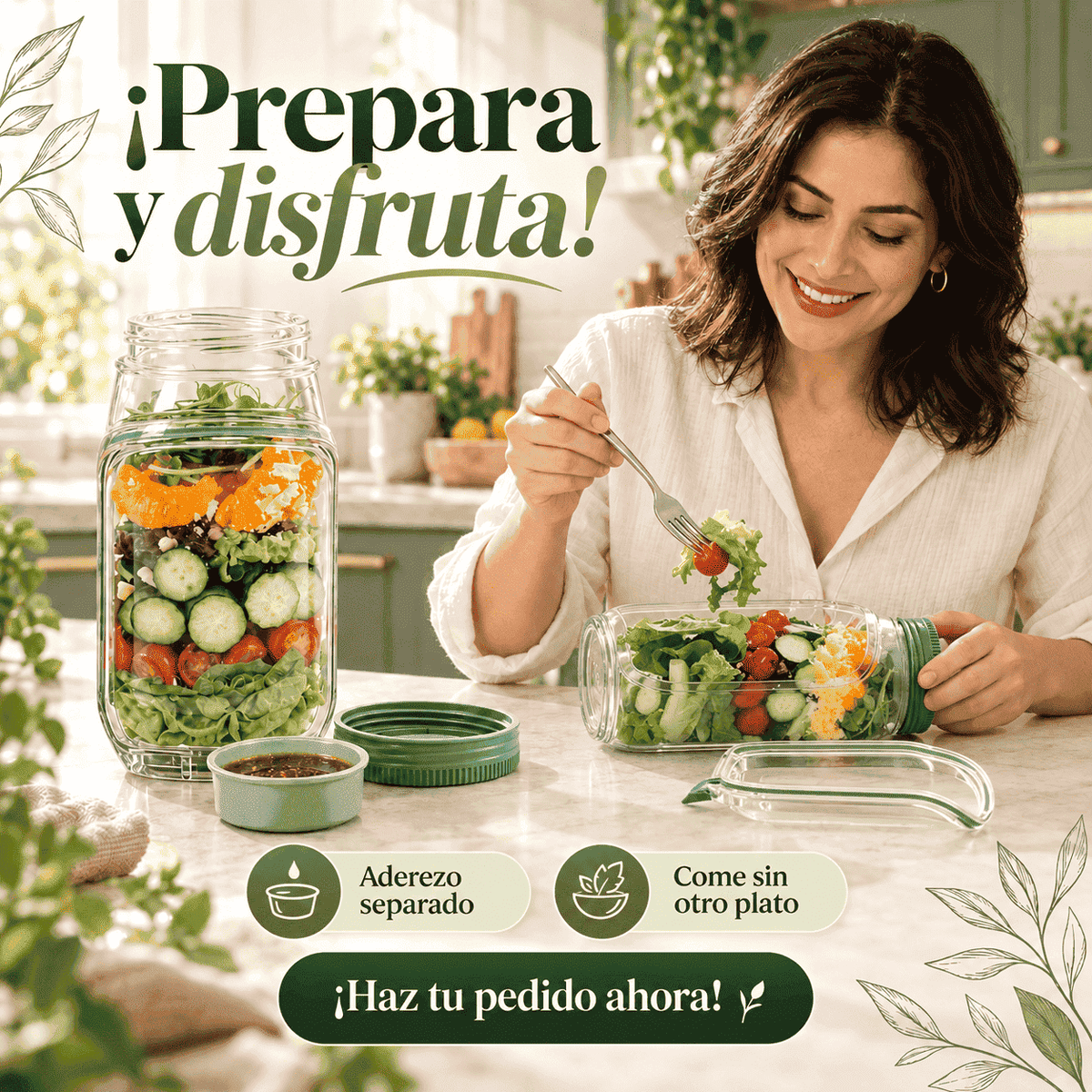 Recipiente FitSalad Jar® ¡Abre y come donde estés!
