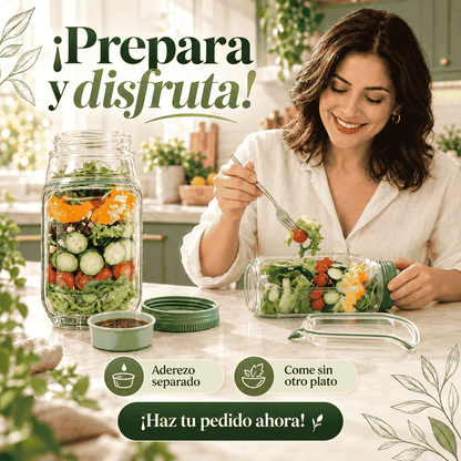Recipiente FitSalad Jar® ¡Abre y come donde estés!