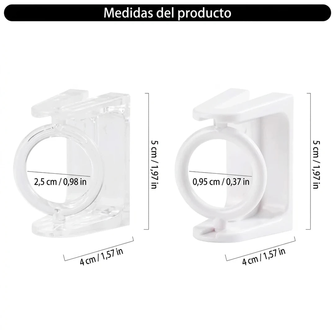 Pack X20 Soporte Adhesivo Giratorio 360° Para Barra De Cortina