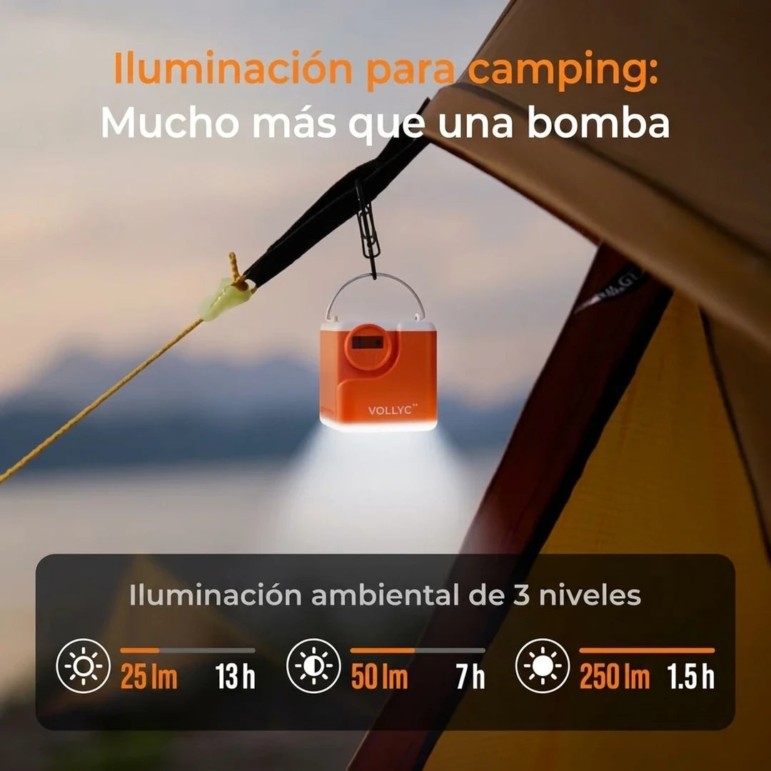 Mini Bomba De Aire Portátil Para Inflables Con 6 Boquillas Y Luz LED Para Camping