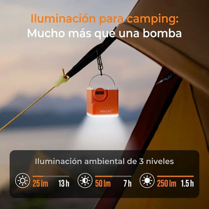 Mini Bomba De Aire Portátil Para Inflables Con 6 Boquillas Y Luz LED Para Camping