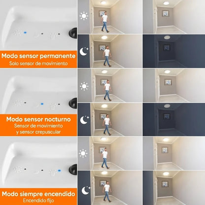 Pack x2 Luz De Techo Recargable Control Remoto Sensor Movimiento