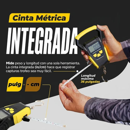 Kit X2 Báscula Digital 2 En 1 Portátil de Pesca 50kg Con Cinta Métrica Integrada