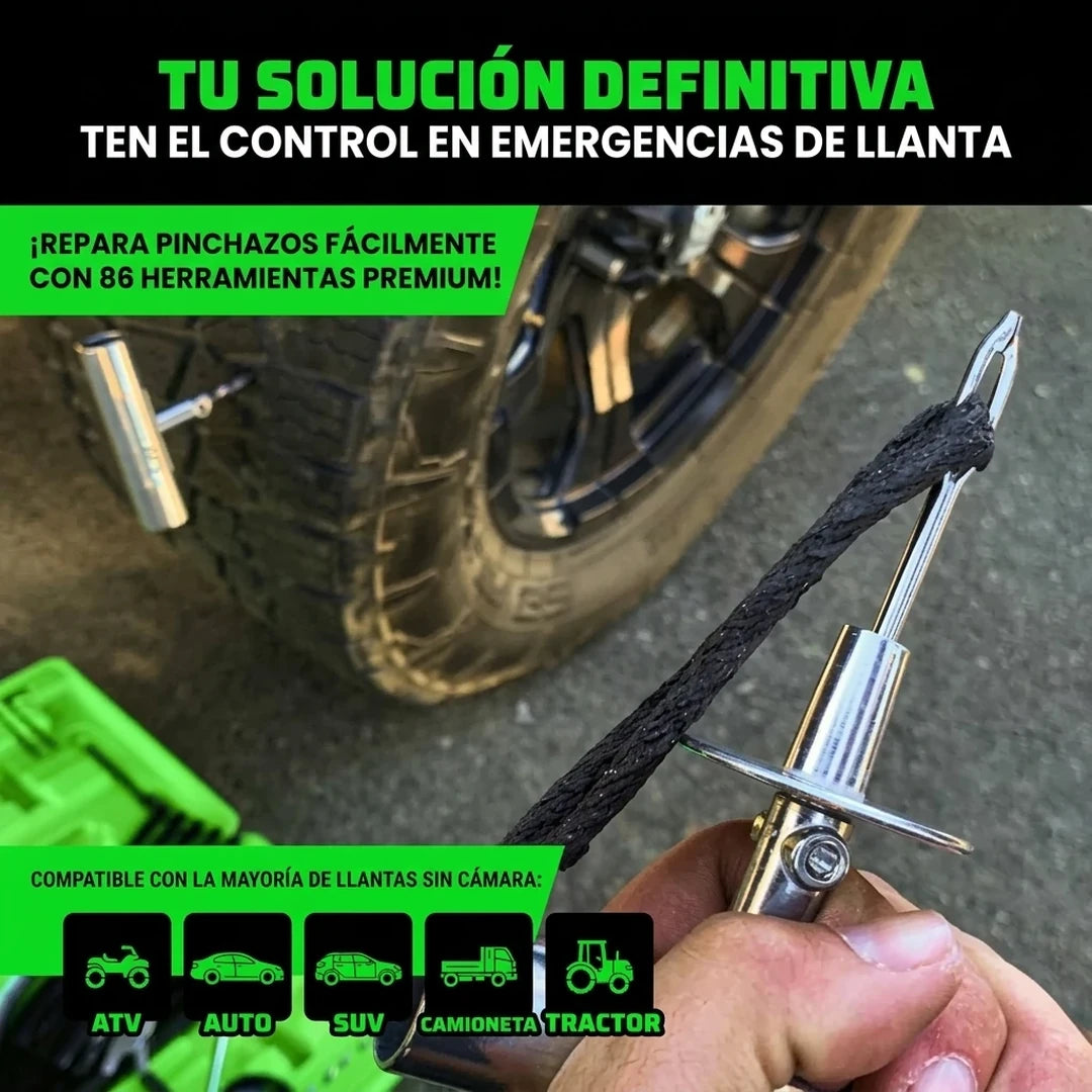 Kit Antipinchazos 86 Piezas Profesional Reparación Llantas Trabajo Pesado