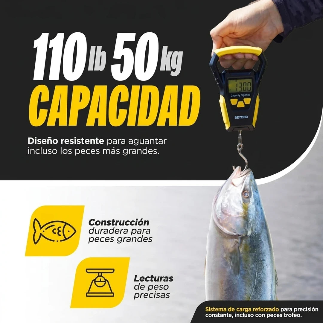 Kit X2 Báscula Digital 2 En 1 Portátil de Pesca 50kg Con Cinta Métrica Integrada