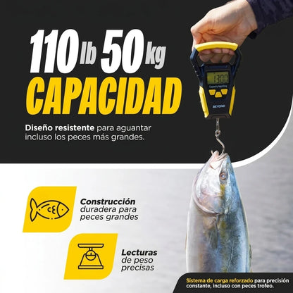 Kit X2 Báscula Digital 2 En 1 Portátil de Pesca 50kg Con Cinta Métrica Integrada