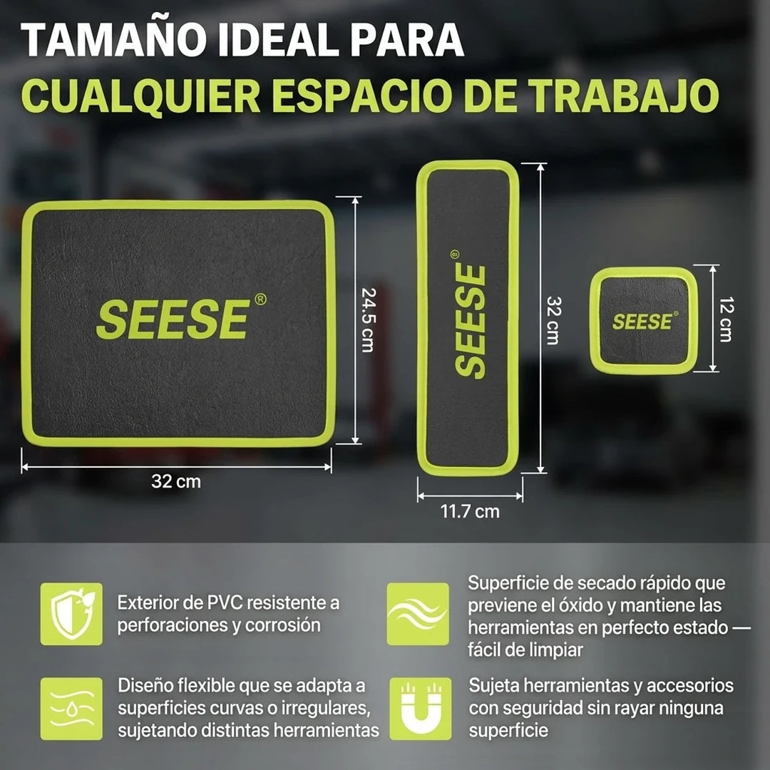 Kit x3 Alfombrillas Magnéticas Flexibles Sujetadoras De Herramientas