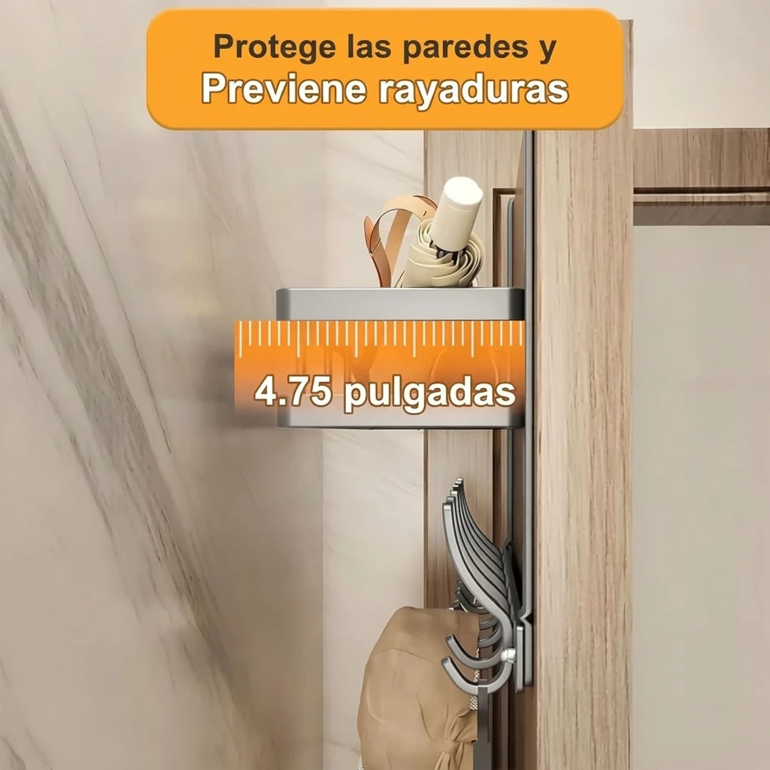 Pack X2 Organizador Perchero Para Colgar En Puerta De 6 Ganchos Y Canasta