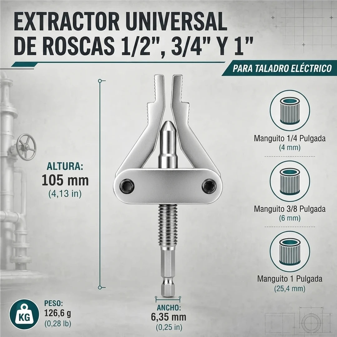 Pack x3 Herramienta Extractora Tuberías Enroscadas Rotas