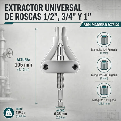 Pack x3 Herramienta Extractora Tuberías Enroscadas Rotas