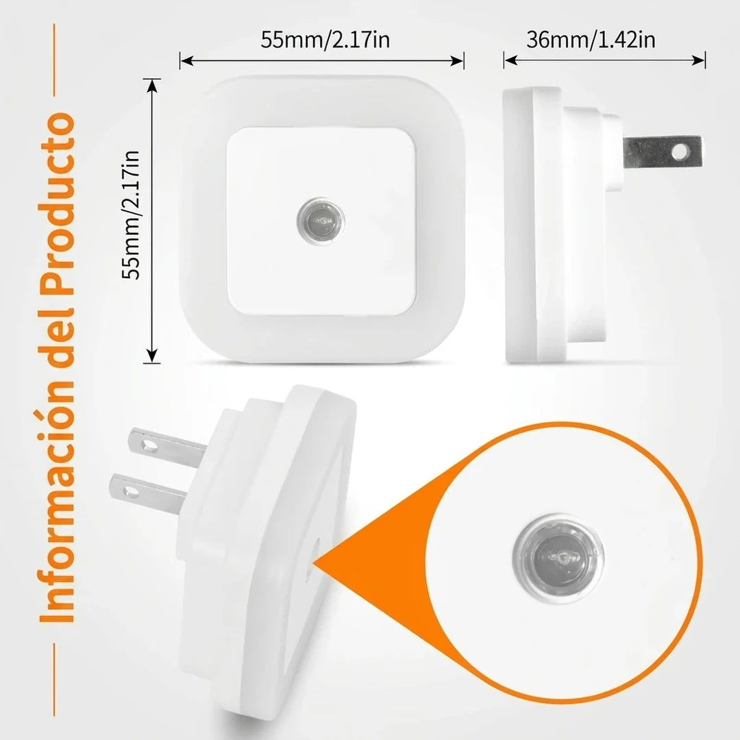 Pack x6 Luz LED Nocturna Enchufable Con Sensor Inteligente