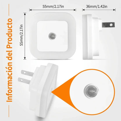 Pack x6 Luz LED Nocturna Enchufable Con Sensor Inteligente