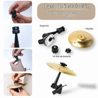 Pack X2 Mini Platillos De Tambor Para Carro Con Soporte Ajustable 360°