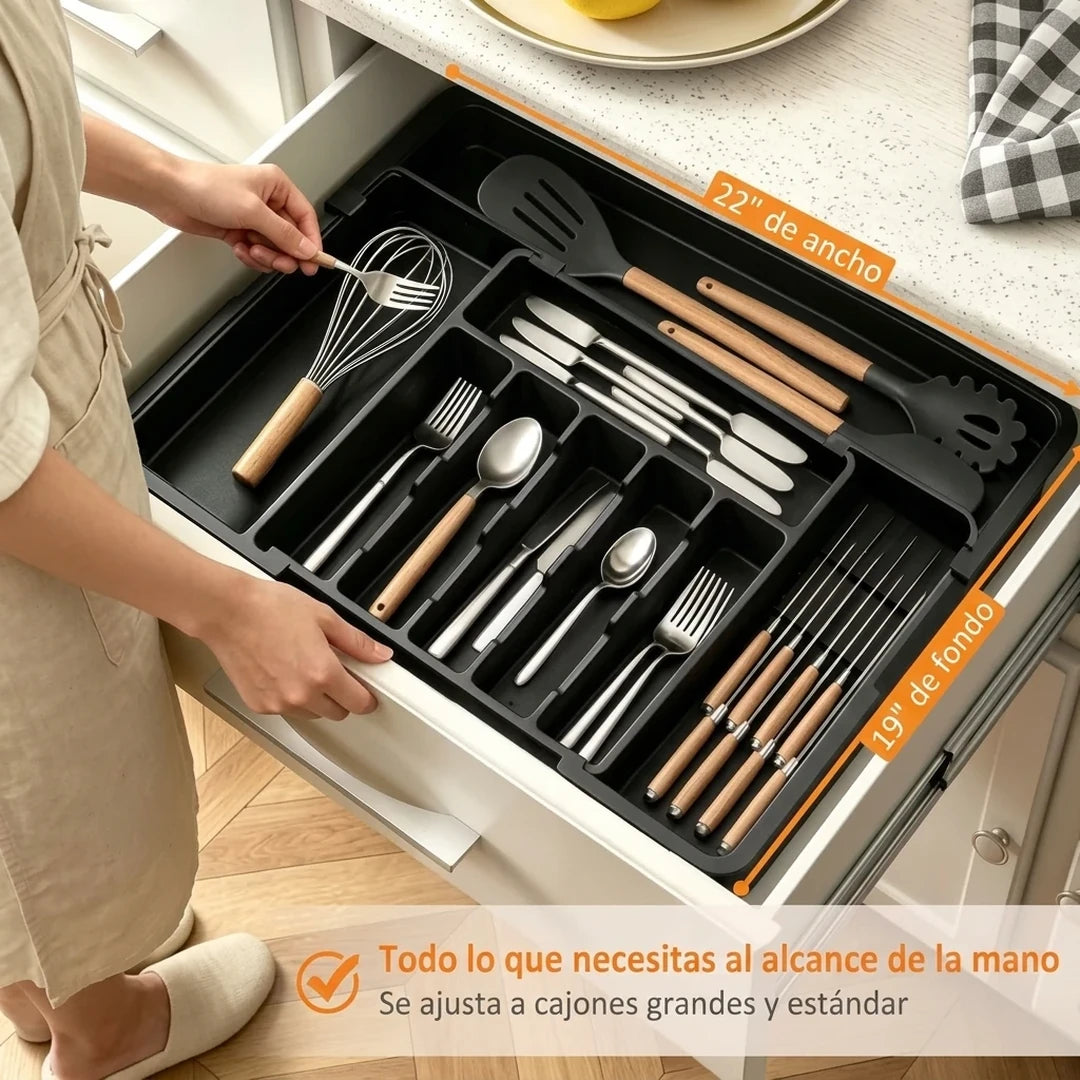 Organizador De Cubiertos Expandible Con Soporte Para Cuchillos
