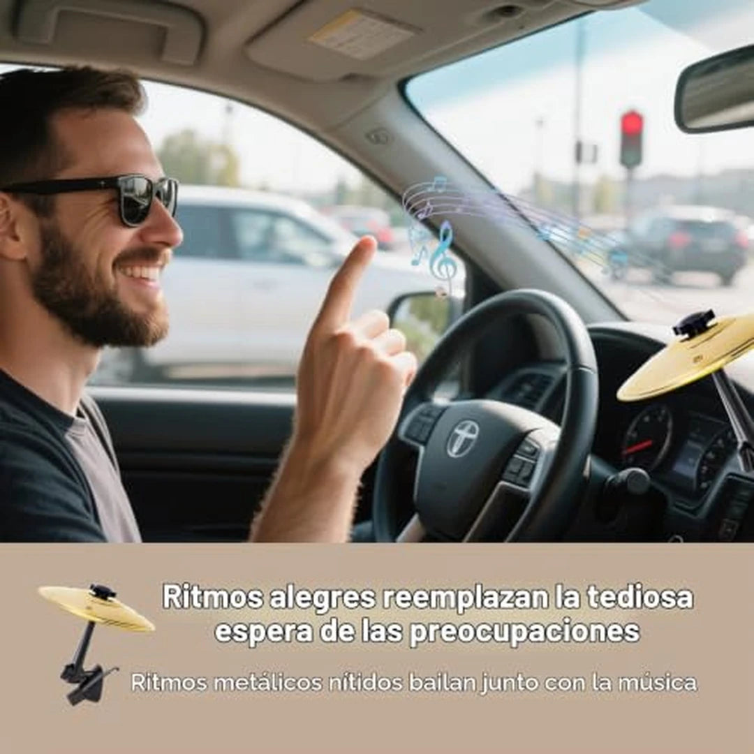 Pack X2 Mini Platillos De Tambor Para Carro Con Soporte Ajustable 360°