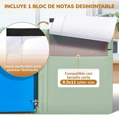 Carpeta Portapapeles 3 Anillas Con Almacenamiento Y Clip Magnético