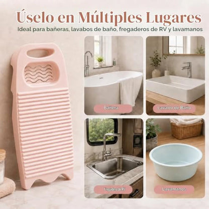 Pack X3 Tabla Para Lavado De Ropa A Mano Con Jabonera y Soporte Antideslizante