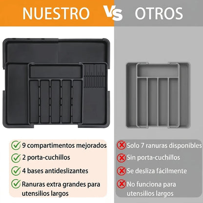 Organizador De Cubiertos Expandible Con Soporte Para Cuchillos