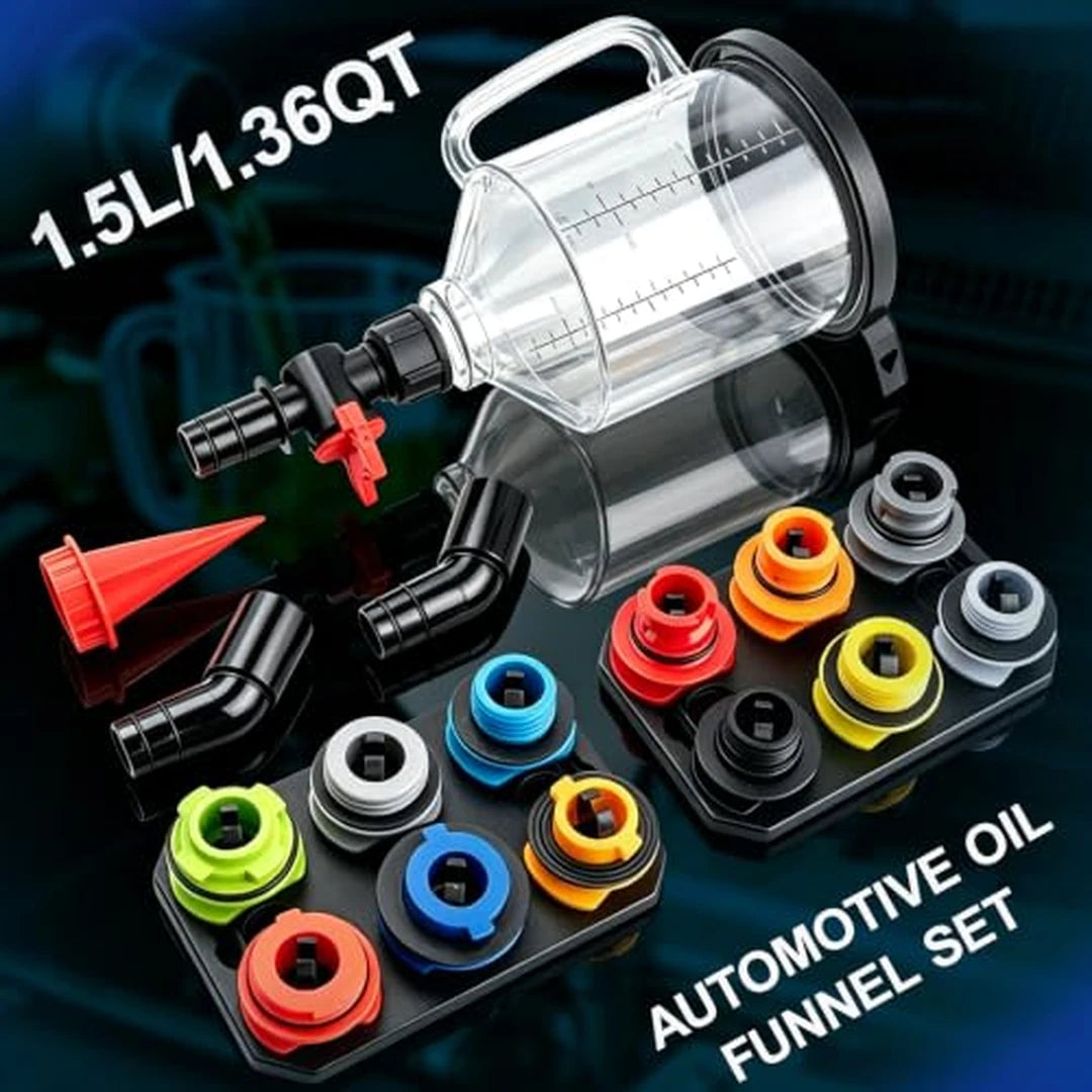 Kit 18 Piezas Embudo Para Aceite De Motor Con 12 Adaptadores Universales