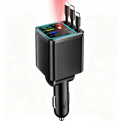 Cargador 7 En 1 Retráctil Para Carro Carga Rápida 120W