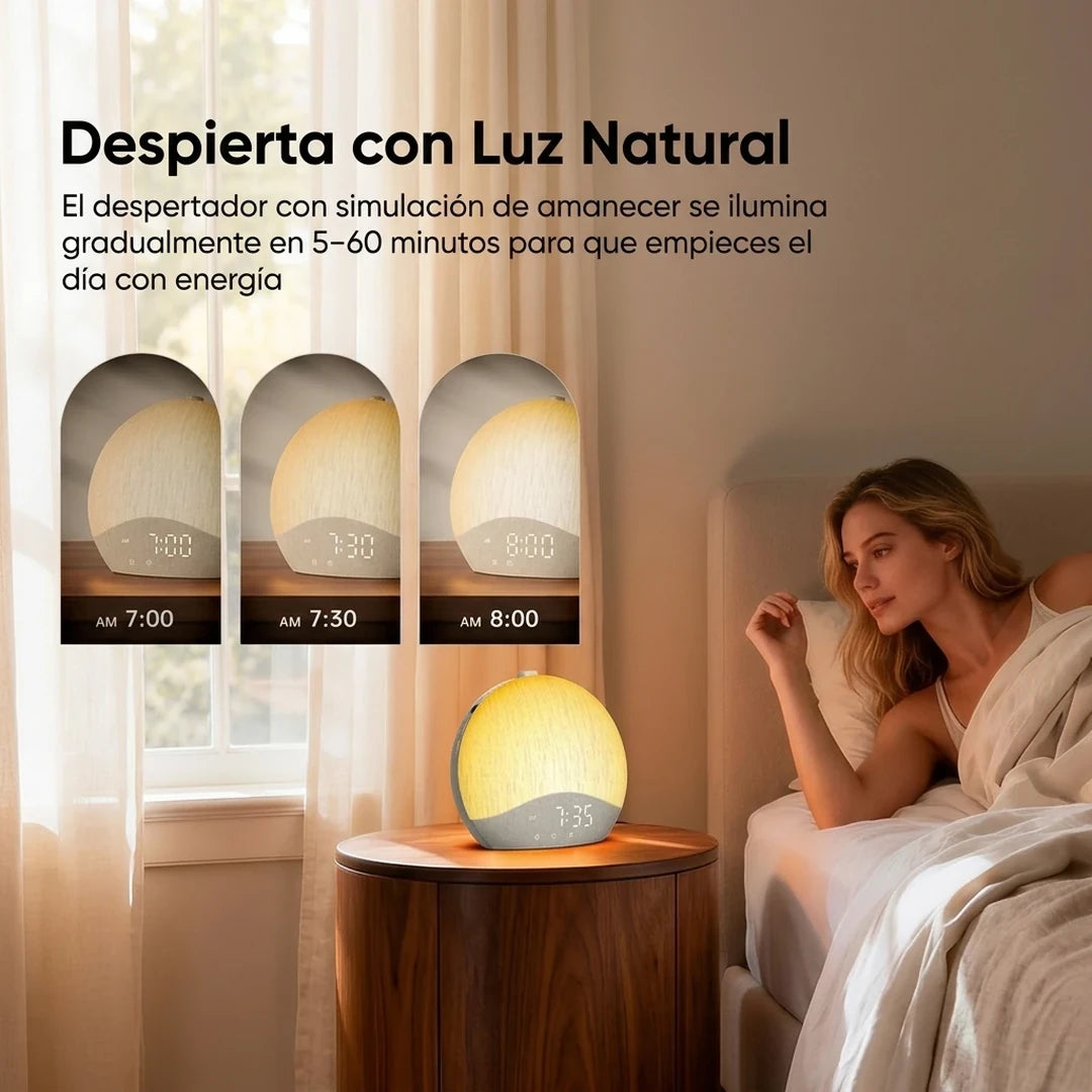 Reloj Despertador Simulación Amanecer Altavoz Bluetooth Sonido Ambiental
