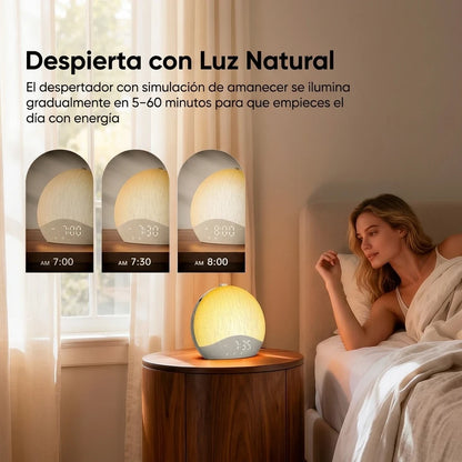 Reloj Despertador Simulación Amanecer Altavoz Bluetooth Sonido Ambiental