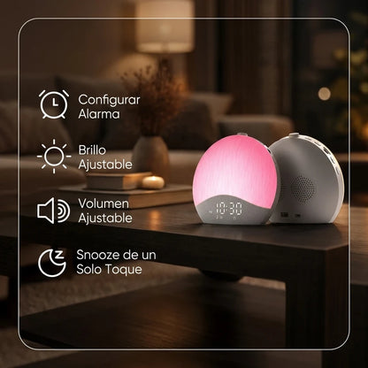Reloj Despertador Simulación Amanecer Altavoz Bluetooth Sonido Ambiental