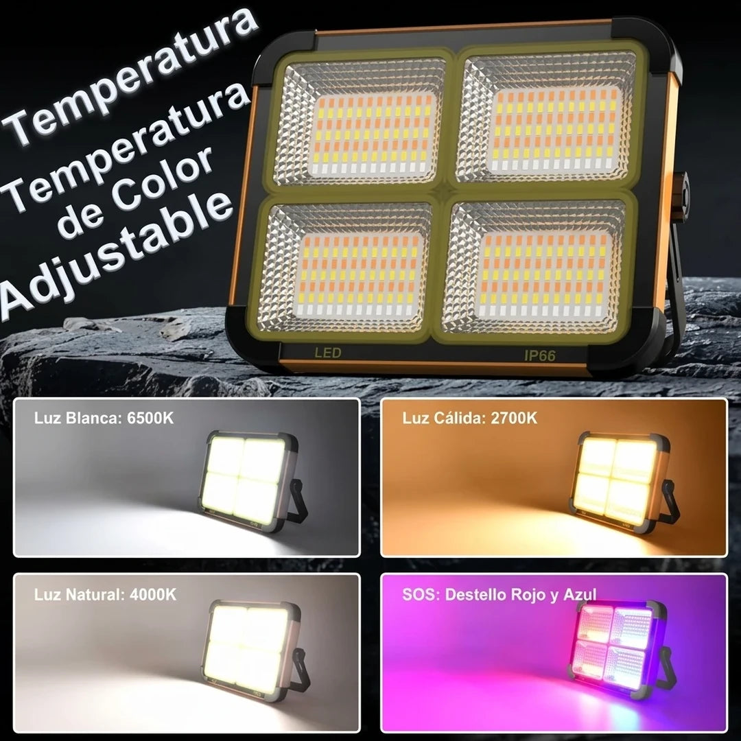 Pack X2 Lámpara LED Solar De Trabajo Portable Con Estación De Carga USB Control Remoto