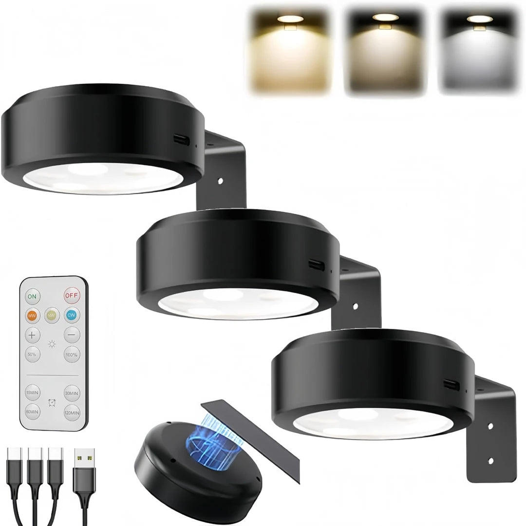 Pack X3 Luz Led Magnética Iluminación De Cuadros Recargable