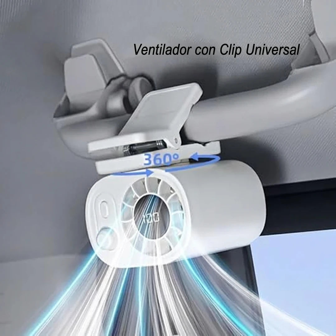 Pack X2 Ventilador Para Carro Pantalla LED Con Agarre Clip 360° Recargable