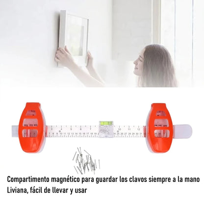Herramienta Profesional Para Colgar Cuadros Con Nivel, Regla Y Portador De Clavos Magnético