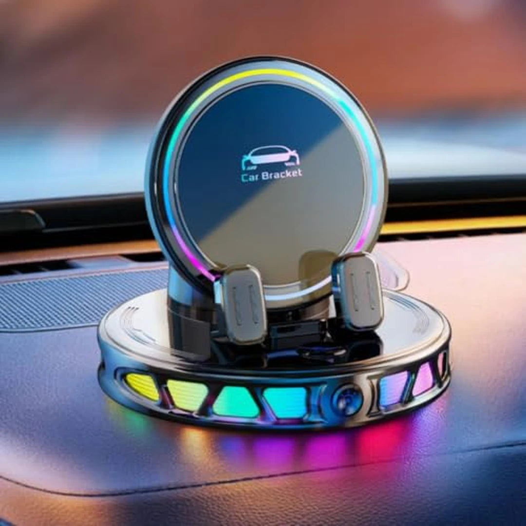 Soporte De Teléfono Para Carro Carga Inalámbrica Ajuste 360° Iluminación RGB