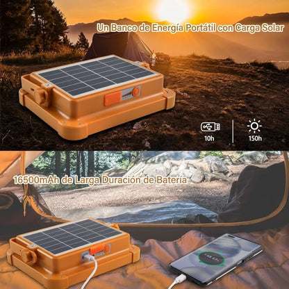 Pack X2 Lámpara LED Solar De Trabajo Portable Con Estación De Carga USB Control Remoto