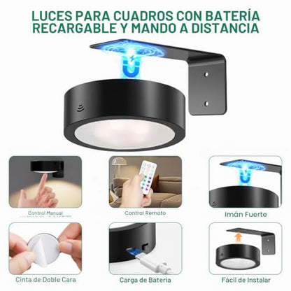 Pack X3 Luz Led Magnética Iluminación De Cuadros Recargable