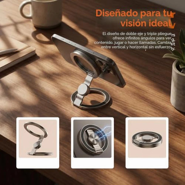 Soporte Magnético 2 en 1 ACCREW Con Fidget Spinner, Imán Doble y Rotación 360° Para MagSafe / Superficies Metálicas