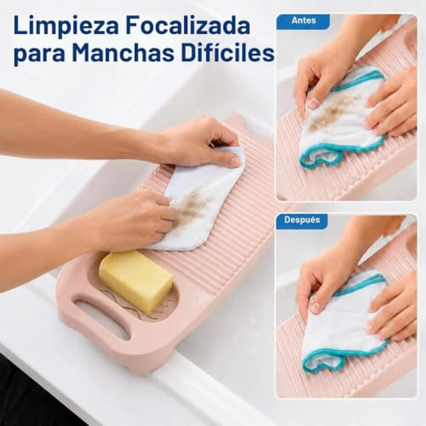Tabla de Lavado Portátil con Jabonera y Superficie Ondulada