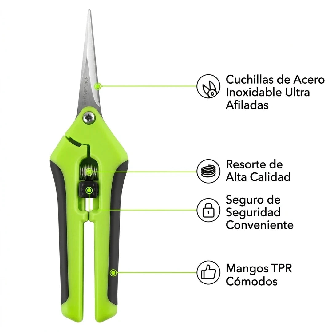 Pack X3 Tijeras De Precisión Para Jardinería Mango Ergonómico Con Resorte