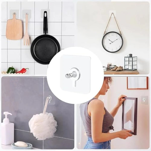 Tornillos Adhesivos de Pared Con Rosca Metálica y Tuerca Ajustable Sin Taladro / Gancho de Montaje